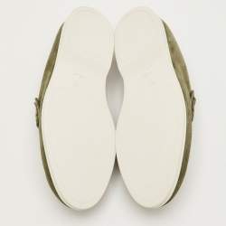 Pre Owned Louis Vuitton Estate Size 41.5 Olive Green Suede Slip On Loafers