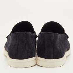 Pre Owned Louis Vuitton Estate Size 41.5 Navy Blue Suede Slip On Loafers