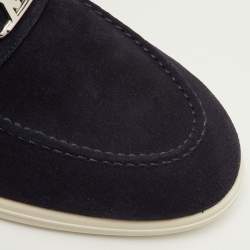 Pre Owned Louis Vuitton Estate Size 41.5 Navy Blue Suede Slip On Loafers