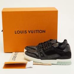 مملوكة مسبقًا حذاء رياضي لوي فيتون مدرب ال في مونوجرامي أسود مخمل و قماش منخفض من أعلى مقاس 41