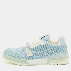 Pre Owned حذاء رياضي لوي فيتون مدرب شريط أزرق قماش مونوغرام وجلد مقاس 41