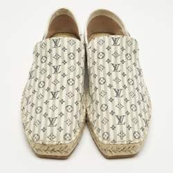 مملوكة مسبقًا Louis Vuitton Bidart Size 40 Beige Mini Lin Canvas Slip On Espadrilles