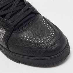 Pre Owned Louis Vuitton LV Trainer Size 44.5 Black Leather Low Top Sneakers