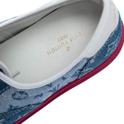 Pre Owned Louis Vuitton Blue Monogram Denim Trocadero Low Top Sneakers Size 41.5