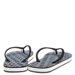 Pre Owned Louis Vuitton Monochrome Logo Print Rubber Molitor Thong Flip Flops Size 43.5