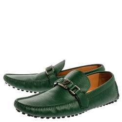 Pre Owned حذاء لوفرز لوي فيتوت جلد إيبي أخضر ميجور سليب أون مقاس 44