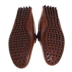 Pre Owned Louis Vuitton Brown Leather Monte Carlo Slip On Loafers Size 41.5