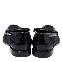 Louis Vuitton Black Patent Leather And Woven Satin Penny Slip On Loafers Size 41.5