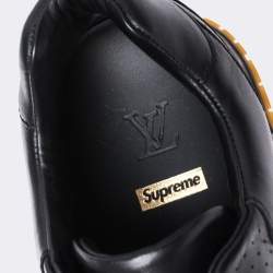 Pre Owned Louis Vuitton x Supreme Black Leather Run Away Low Top Sneakers Size 42