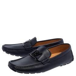 Pre Owned Louis Vuitton Blue Leather Monte Carlo Loafers Size 42