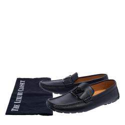 Pre Owned Louis Vuitton Blue Leather Monte Carlo Loafers Size 42