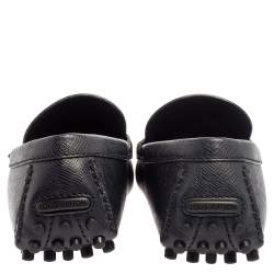 Pre Owned Louis Vuitton Blue Leather Hockenheim Loafers Size 41