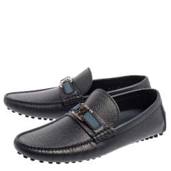 Pre Owned Louis Vuitton Blue Leather Hockenheim Loafers Size 41