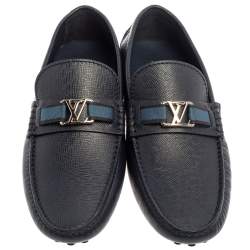 Pre Owned Louis Vuitton Blue Leather Hockenheim Loafers Size 41