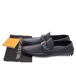 Pre Owned Louis Vuitton Blue Leather Hockenheim Loafers Size 41