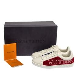 مملوكة مسبقًا Louis Vuitton White Leather And Blue/Red Terry Fabric Luxembourg Sneakers Size 39