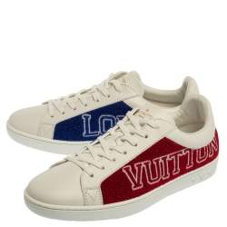 مملوكة مسبقًا Louis Vuitton White Leather And Blue/Red Terry Fabric Luxembourg Sneakers Size 39