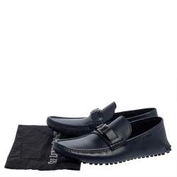 Pre Owned حذاء لوفرز لوي فيتون هوكنهايم جلد مزخرف أزرق  مقاس 43