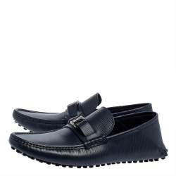 Pre Owned حذاء لوفرز لوي فيتون هوكنهايم جلد مزخرف أزرق  مقاس 43