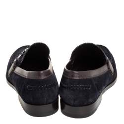 Pre Owned حذاء لوفرز لوي فيتون ماجور سليب أون جلد و سويدي بني و أزرق كحلي مقاس 42