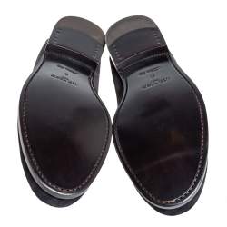 Pre Owned حذاء لوفرز لوي فيتون ماجور سليب أون جلد و سويدي بني و أزرق كحلي مقاس 42