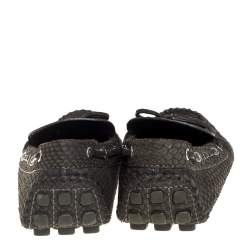 Pre Owned Louis Vuitton Dark Brown Python Bow Loafers Size 41.5