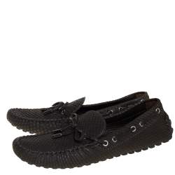 Pre Owned Louis Vuitton Dark Brown Python Bow Loafers Size 41.5