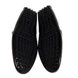 Pre Owned Louis Vuitton Brown Textured Patent Leather Hockenheim Loafers Size 41.5