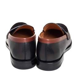 Pre Owned Louis Vuitto Black/Brown Monogram Canvas And Suede Sorbonne Loafers Size 42