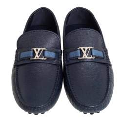 مملوكة مسبقًا Louis Vuitton Blue Leather Hockenheim Slip On Loafers Size 41