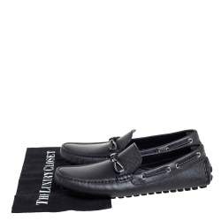 Pre Owned Louis Vuitton Black Leather Raspail Slip On Moccasins Size 41