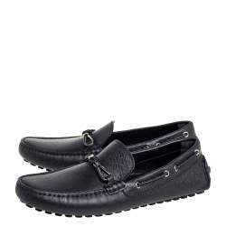 Pre Owned Louis Vuitton Black Leather Raspail Slip On Moccasins Size 41