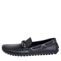 Pre Owned Louis Vuitton Black Leather Raspail Slip On Moccasins Size 41