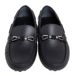 Pre Owned Louis Vuitton Black Leather Raspail Slip On Moccasins Size 41