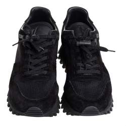Pre Owned Louis Vuitton Black Suede And Mesh Runner Sneakers Size 41