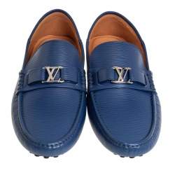 مملوكة مسبقًا حذاء لوفرز لوى فيتون سليب أون هوكينهايم جلد إيبى أزرق مقاس 42 