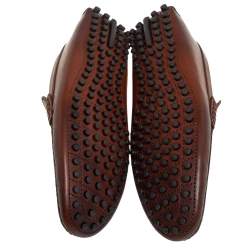 مملوكة مسبقًا Louis Vuitton Brown Leather Hockenheim Slip On Loafers Size 43.5