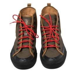 Pre Owned Louis Vuitton Multicolor Suede And Fabric Monogram Trim High Top Sneakers Size 41