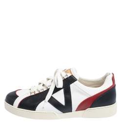 Pre Owned Louis Vuitton Multicolor Leather Lace Up Low Top Sneakers Size 44