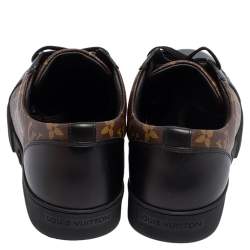 Pre Owned حذاء رياضي لوي فيتون ماتش أب جلد أسود وكانفاس مونوغرامي مقاس 40