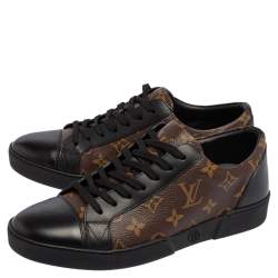 Pre Owned حذاء رياضي لوي فيتون ماتش أب جلد أسود وكانفاس مونوغرامي مقاس 40