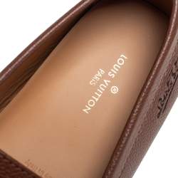 Pre Owned Louis Vuitton Brown Leather Slip On Loafers Size 44