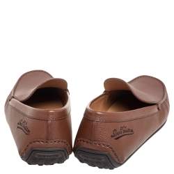 Pre Owned Louis Vuitton Brown Leather Slip On Loafers Size 44