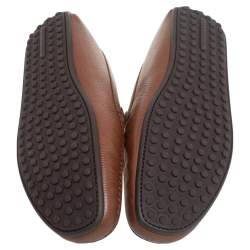 Pre Owned Louis Vuitton Brown Leather Slip On Loafers Size 44