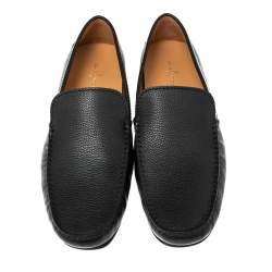 مملوكة مسبقًا Louis Vuitton Black Leather Slip On Loafers Size 44