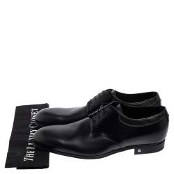 مملوكة مسبقًا حذاء دربي لوي فيتون أربطة جلد أسود مقاس 42.5