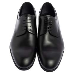 مملوكة مسبقًا حذاء دربي لوي فيتون أربطة جلد أسود مقاس 42.5