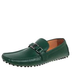 Pre Owned Louis Vuitton Green Epi Leather Hockenheim Car Slip On Loafers Size 43