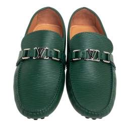 Pre Owned Louis Vuitton Green Epi Leather Hockenheim Car Slip On Loafers Size 43