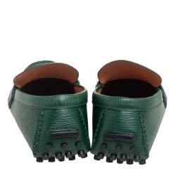 Pre Owned Louis Vuitton Green Epi Leather Hockenheim Car Slip On Loafers Size 43